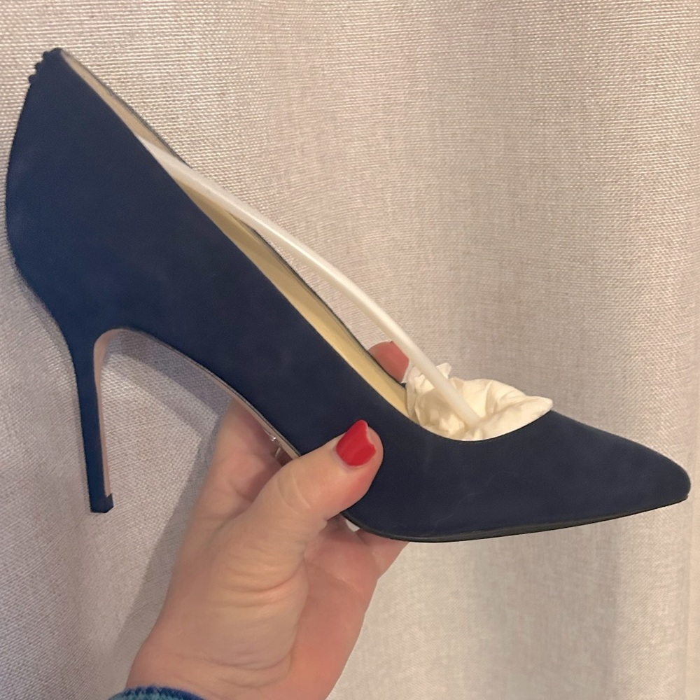 Sarah Flint Perfect Pump 85 7m Navy Suede NEVER WORN